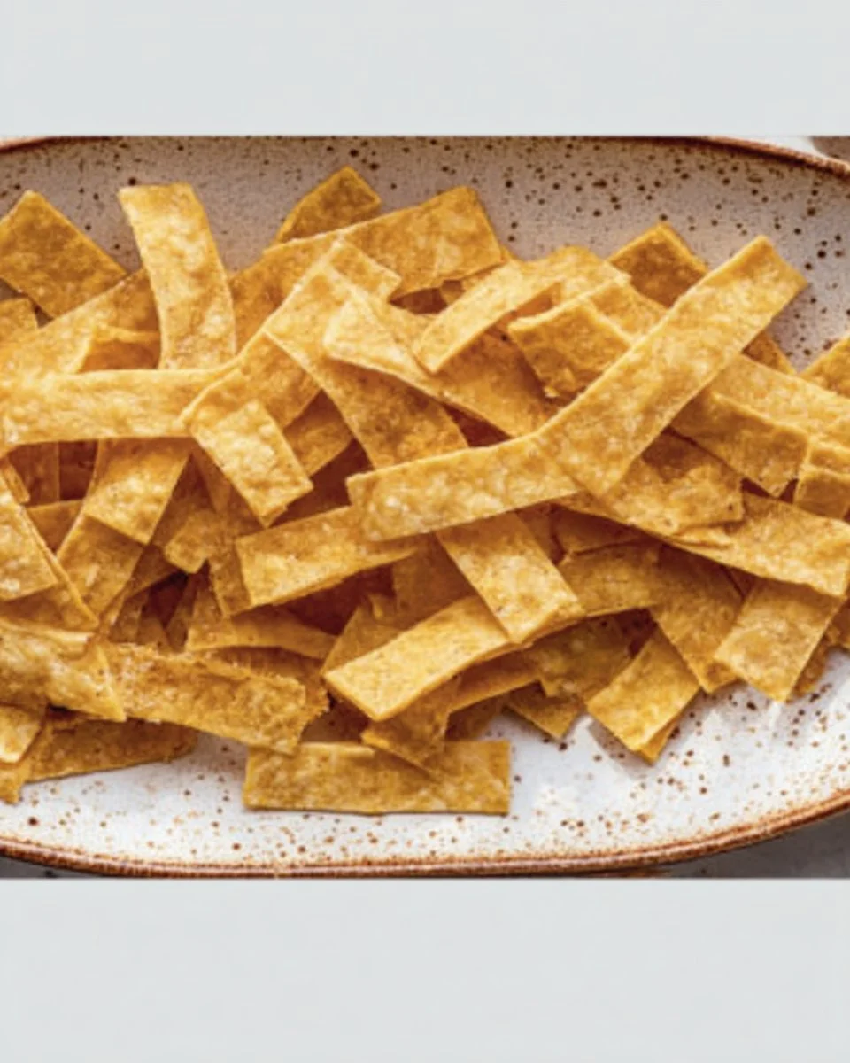 Crispy air fryer tortilla strips ready to serve with dips