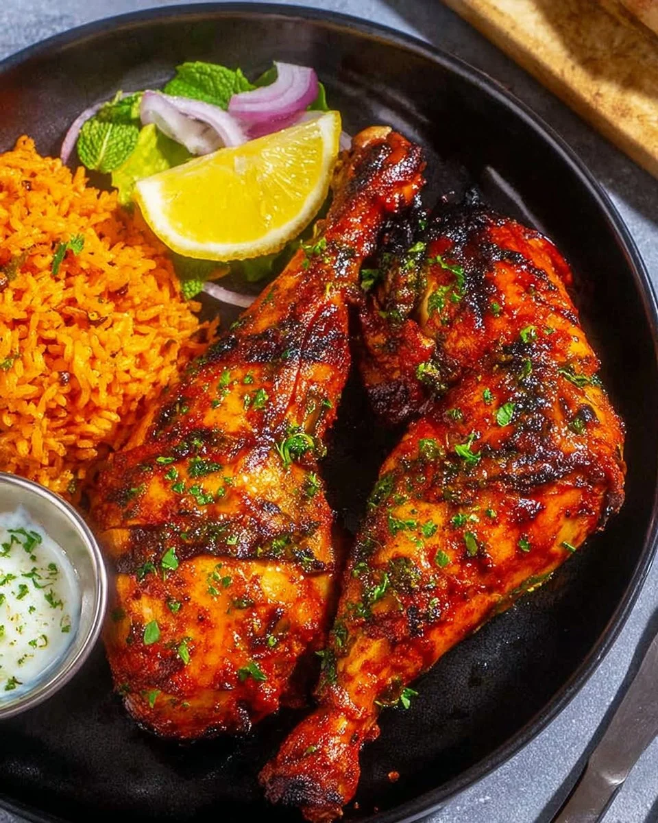 Authentic Tandoori Chicken marinated with spices and grilled