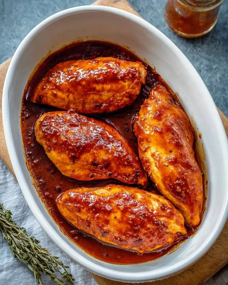 Deliciously baked chicken breast served with fresh herbs and spices.