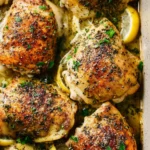 Delicious baked chicken thighs ready to serve