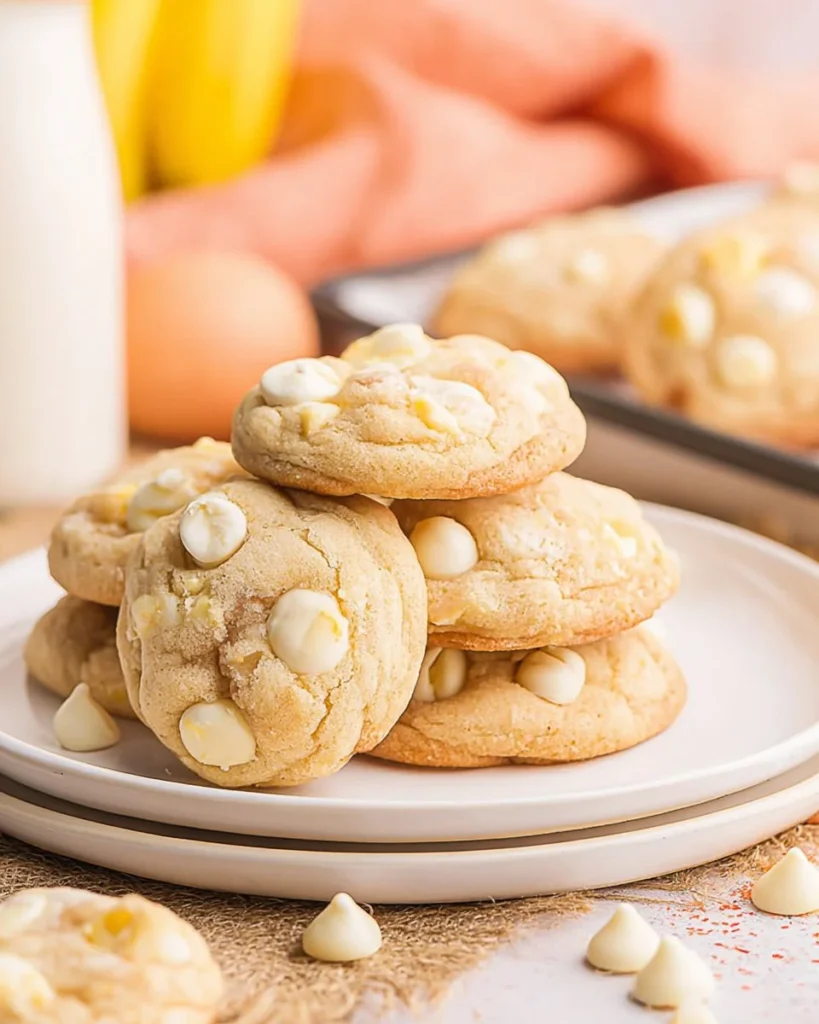 Delicious banana pudding cookies on a plate with whipped cream