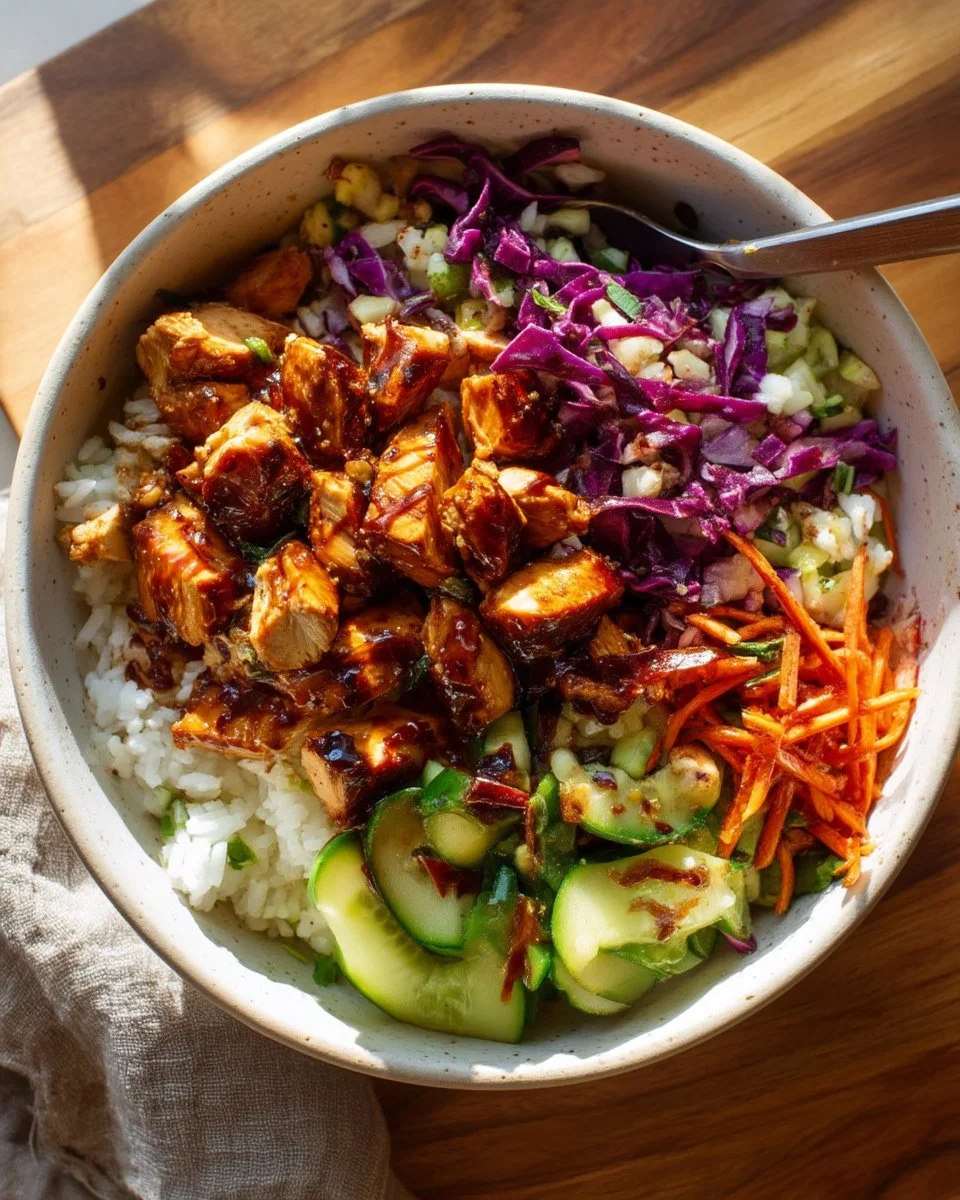 Delicious BBQ Chicken Power Bowl with fresh vegetables and flavorful sauce