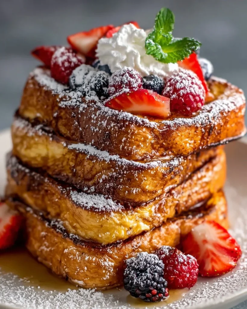 Delicious Blackstone French Toast served with toppings