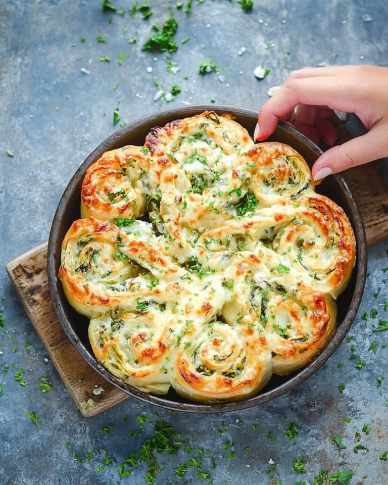 Cheesy spinach and artichoke pinwheels on a platter, ready to serve