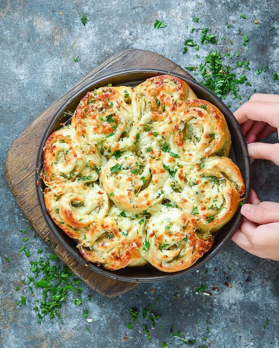 Cheesy spinach and artichoke pinwheels served on a platter