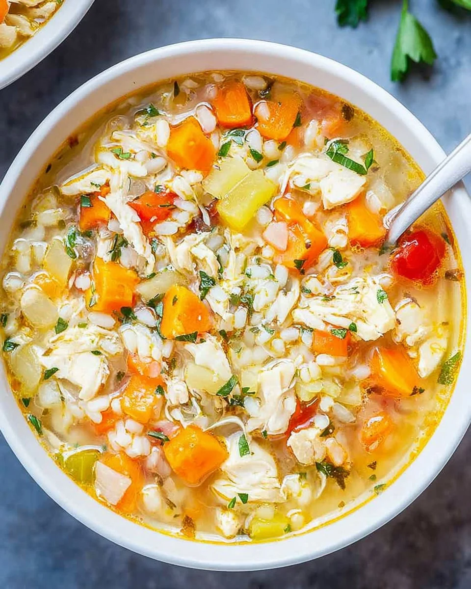 Bowl of Chicken Pastina Soup garnished with herbs, perfect for comfort food lovers