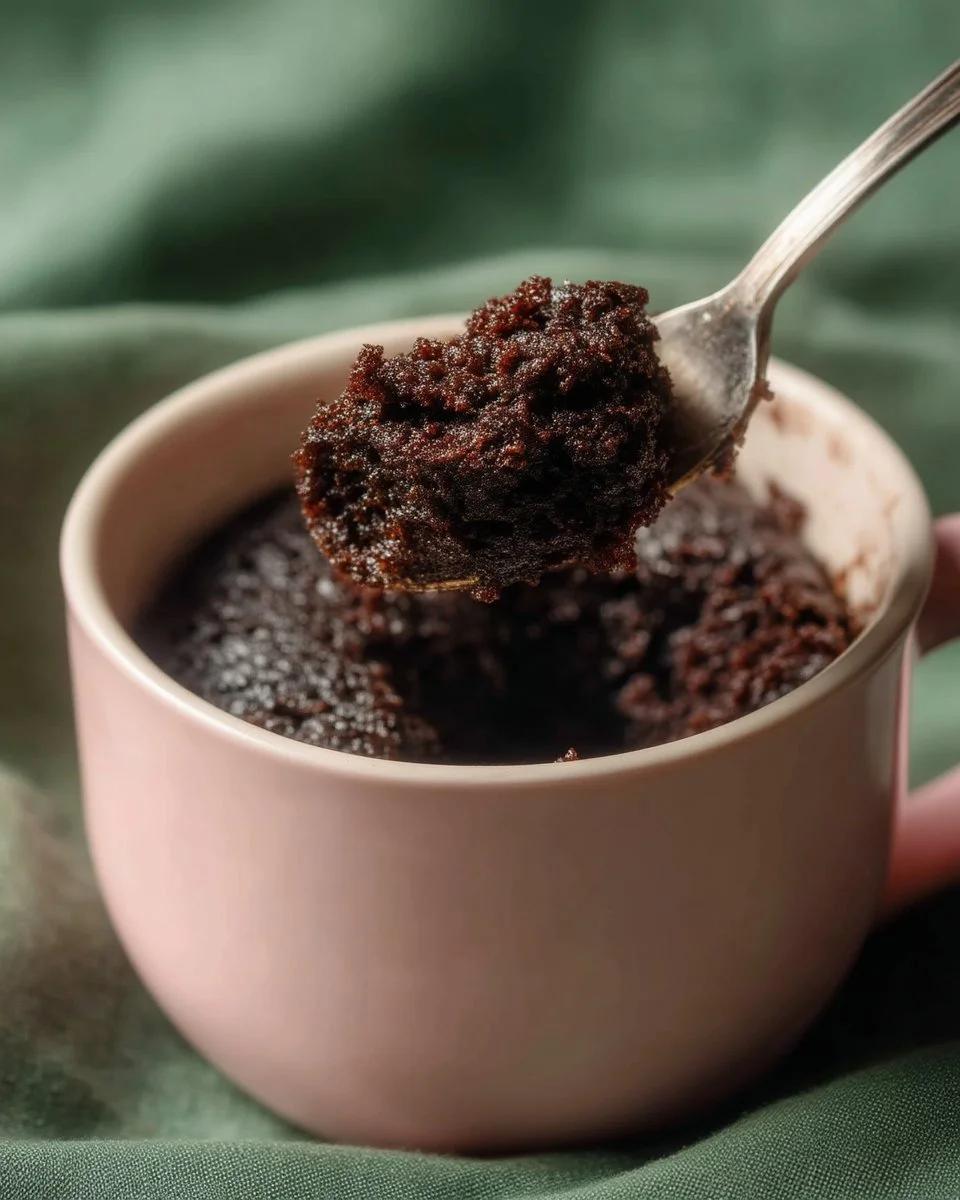 Delicious homemade Chocolate Mug Cake topped with chocolate chips