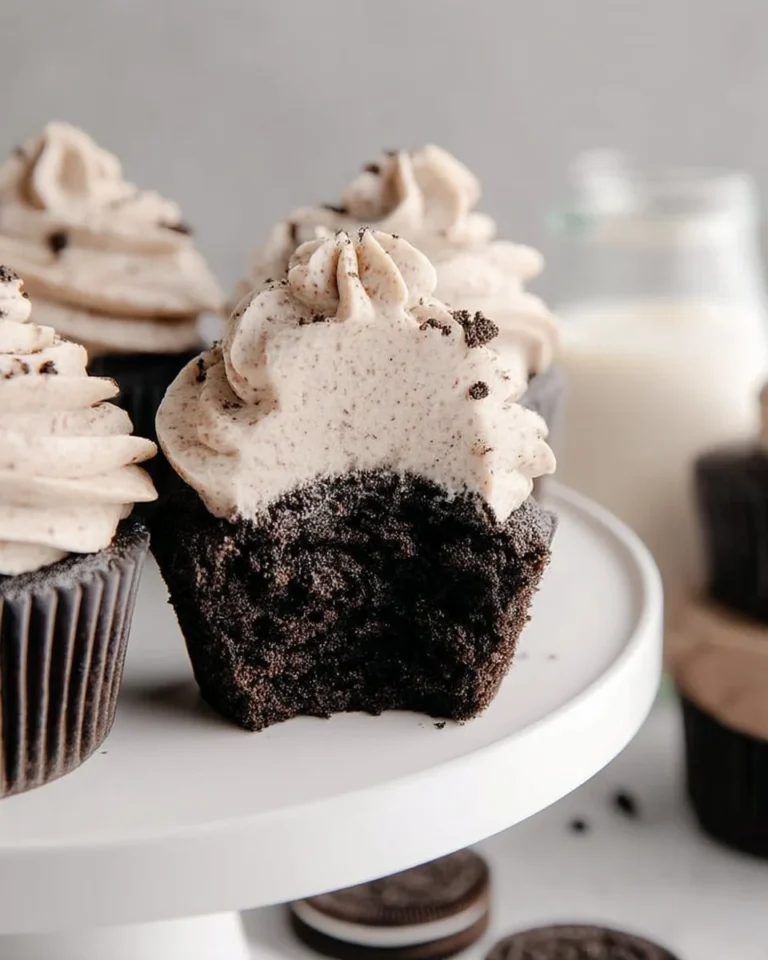 Delicious Chocolate Oreo Cupcakes topped with creamy frosting and crushed Oreos
