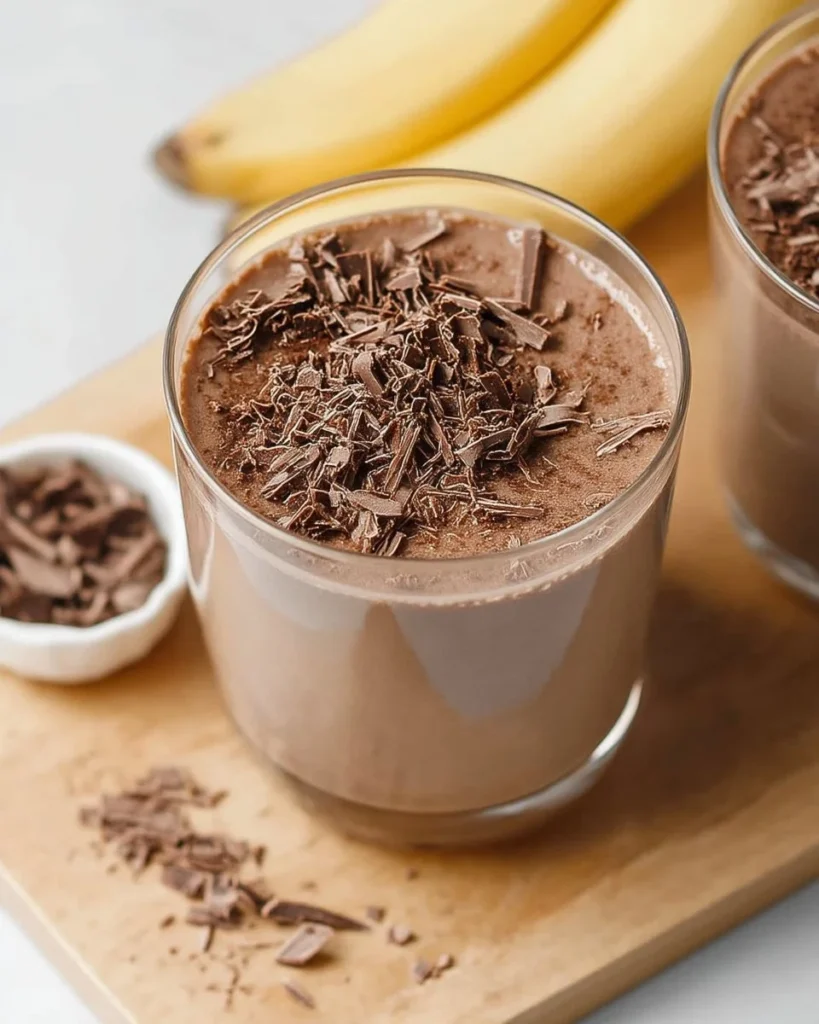 Healthy coffee smoothie with ingredients like banana and almond milk