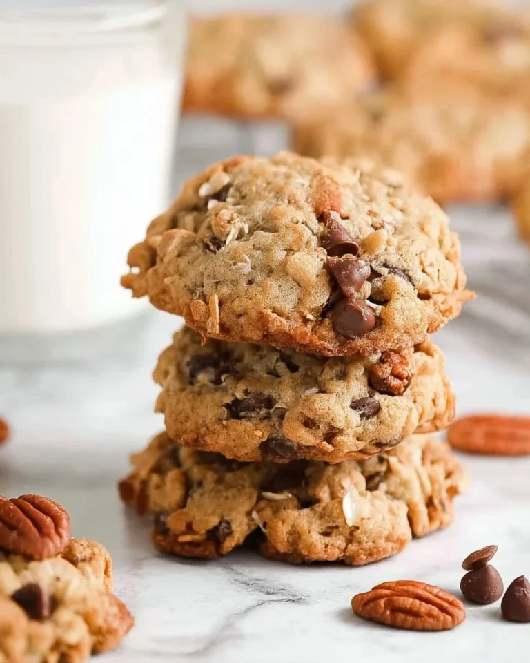 Delicious homemade Cowboy Cookies with chocolate chips and oats