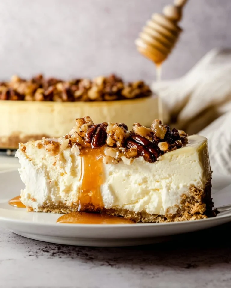 Creamy goat cheese cheesecake topped with fresh berries on a white plate