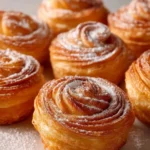 Crispy Churro Cruffins with cinnamon sugar and a flaky pastry exterior