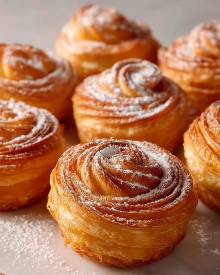 Crispy Churro Cruffins with cinnamon sugar and a flaky pastry exterior