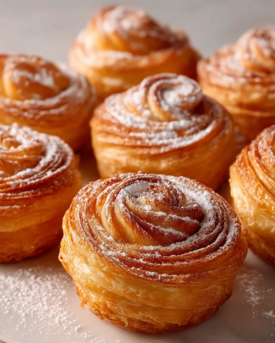 Crispy Churro Cruffins with cinnamon sugar and a flaky pastry exterior