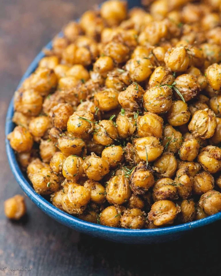 Bowl of crispy roasted chickpeas seasoned with spices