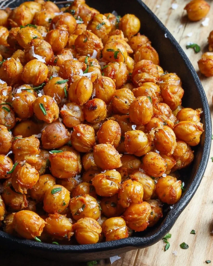 Bowl of crispy roasted chickpeas served as a healthy snack.