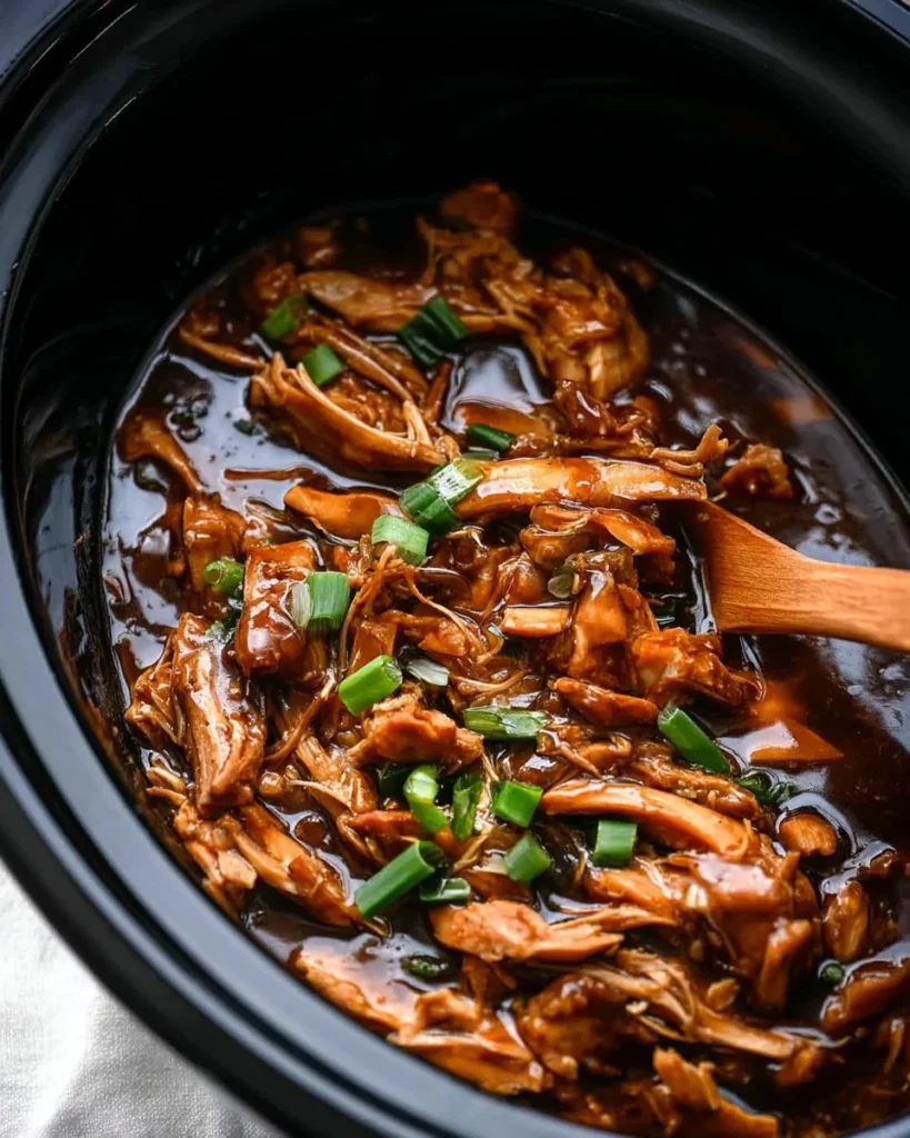 Delicious Crockpot Bourbon Chicken cooked to perfection in a slow cooker.