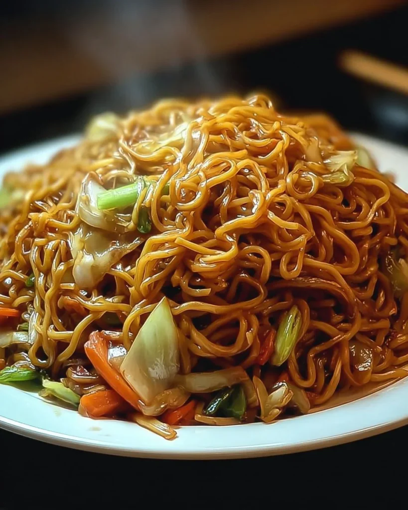 Quick and easy 15-minute Lo Mein recipe with colorful vegetables and noodles.