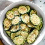 Easy 5-minute zucchini parmesan dish served on a plate