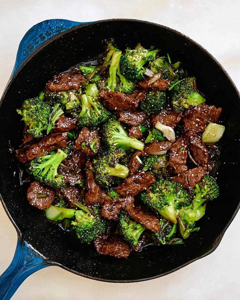 Delicious easy beef and broccoli dish served on a plate.
