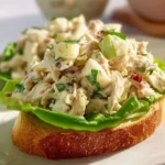 Bowl of easy chicken salad with fresh vegetables