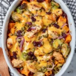 Easy Harvest Chicken Casserole topped with herbs and baked to perfection