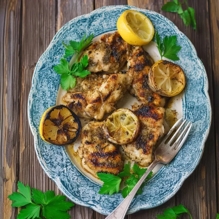 Succulent lemon chicken dish garnished with herbs for a fresh dinner option.
