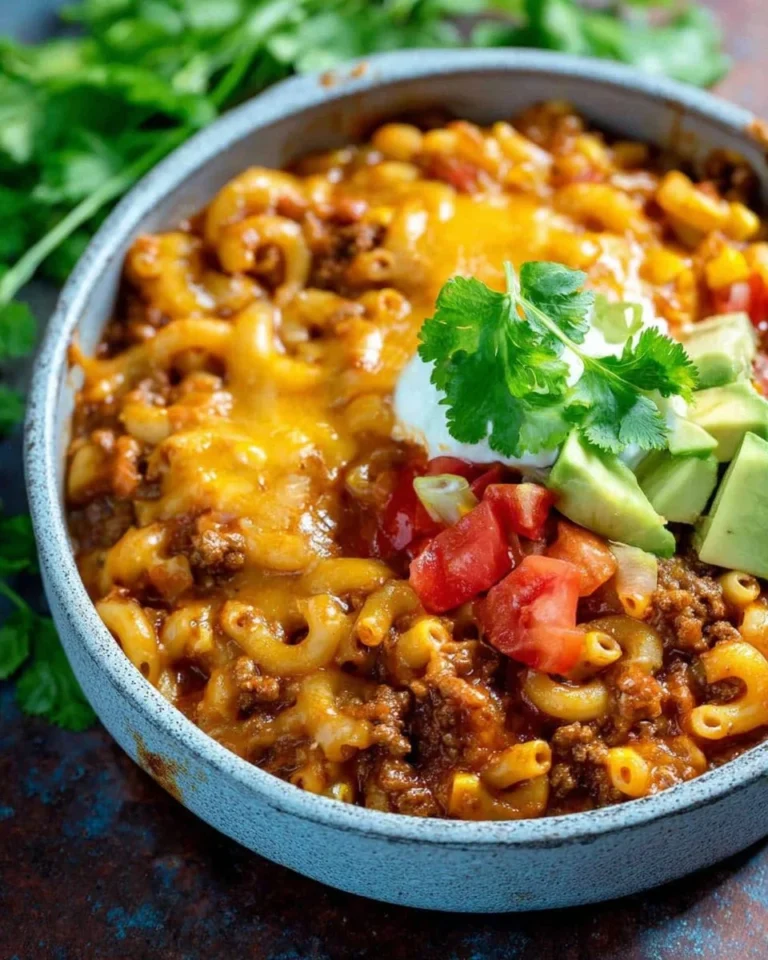 Delicious one-pot taco casserole ready to serve for a family dinner