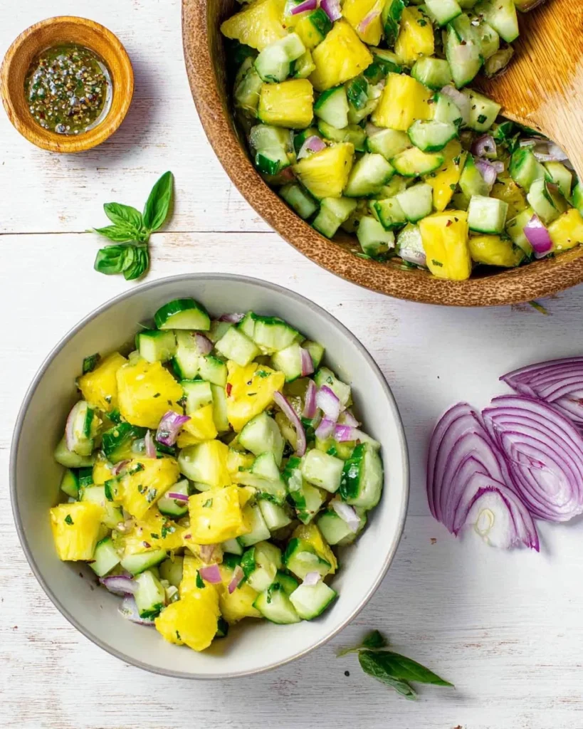 Easy pineapple cucumber salad with fresh ingredients