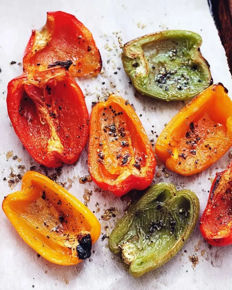 Bowl of easy roasted peppers, showcasing vibrant colors and textures.