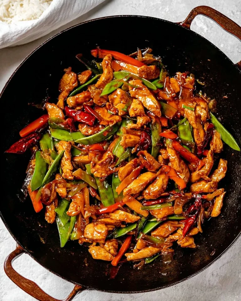 Delicious Firecracker Chicken Stir Fry served with colorful vegetables