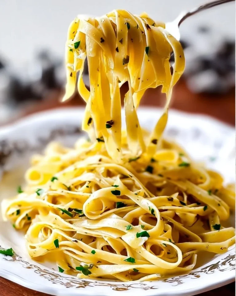 Delicious garlic butter noodles served in a bowl