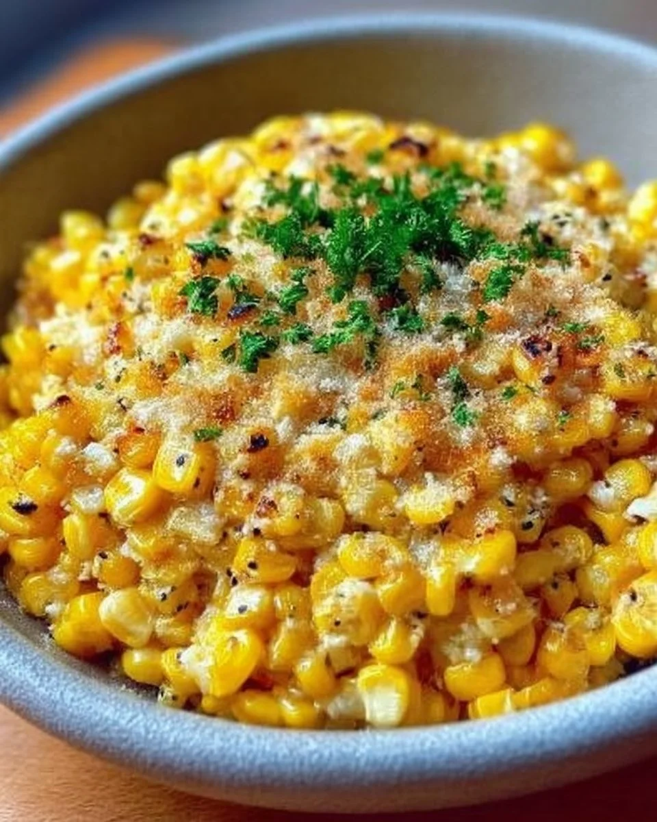 Delicious Garlic Parmesan Corn dish served in a bowl