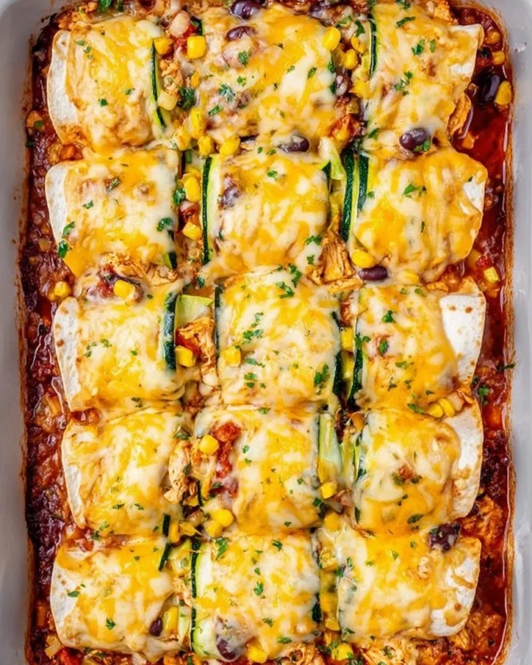 Delicious and healthy chicken enchiladas topped with fresh cilantro.