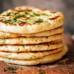 Delicious homemade flatbread ready to serve with toppings.