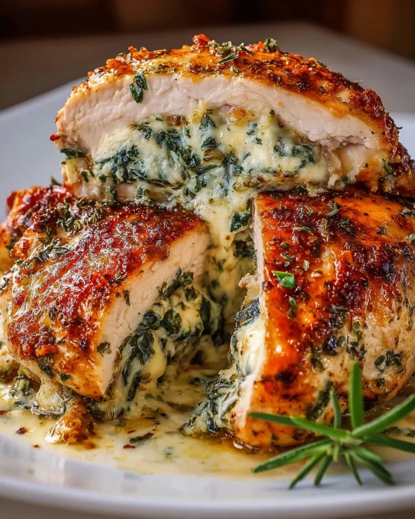 Delicious stuffed chicken inspired by Ruth's Chris recipe served on a plate