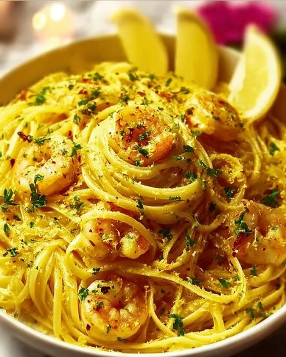 Delicious lemon pasta with fresh herbs and zest
