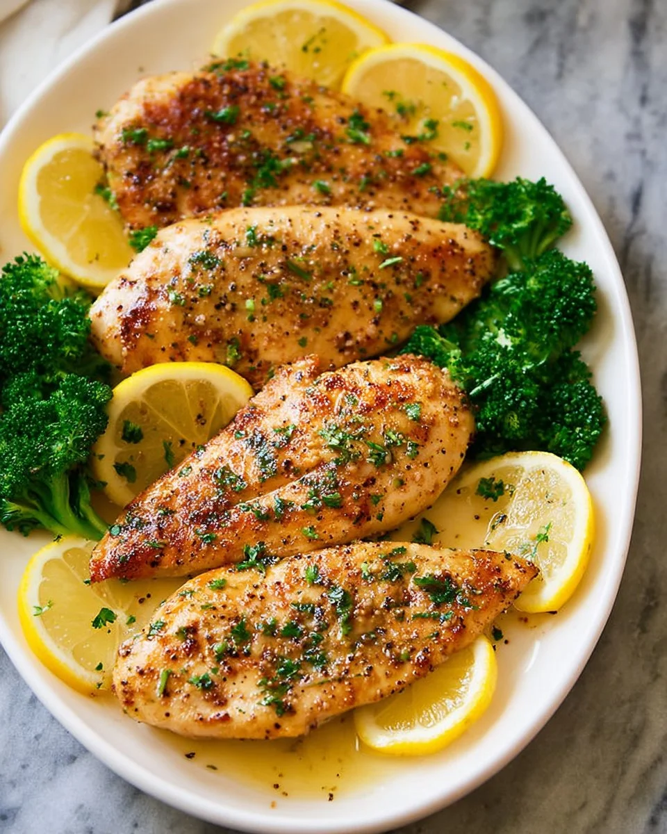 Plate of flavorful lemon pepper chicken seasoned with herbs and spices