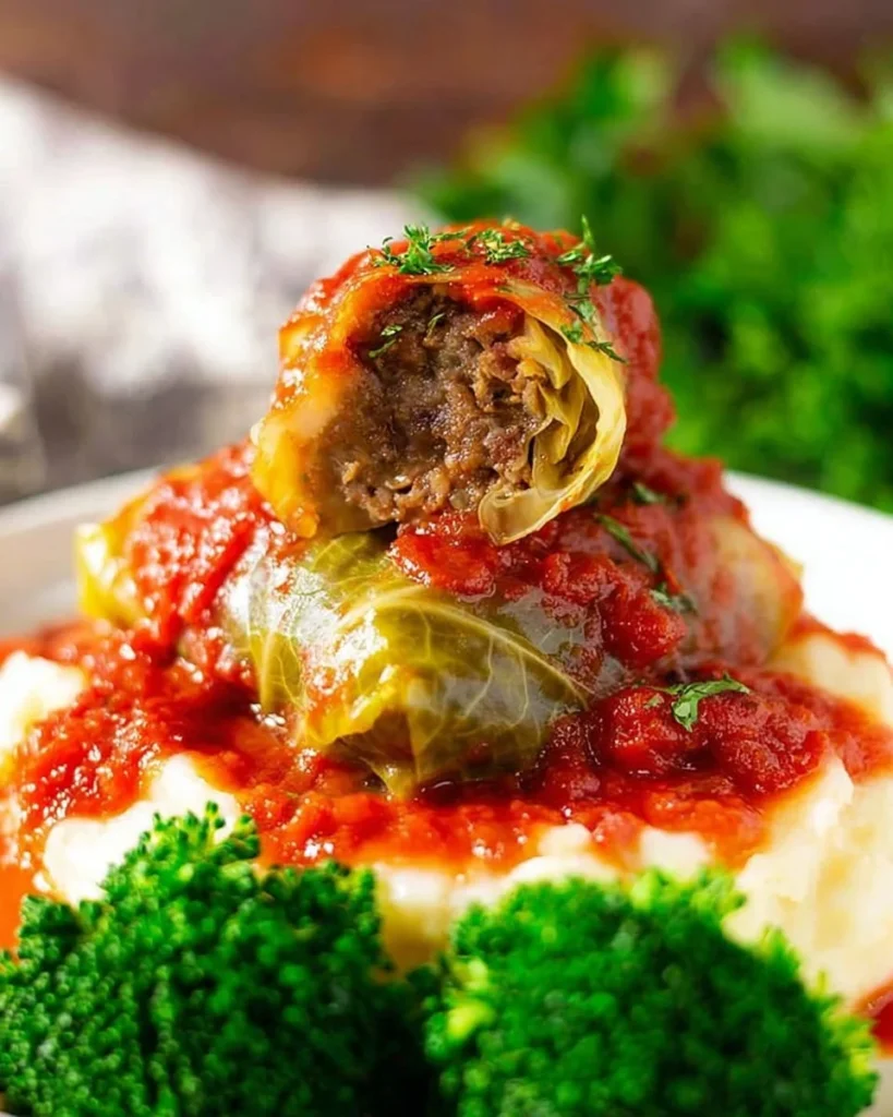 Meal prep friendly stuffed cabbage rolls ready to serve on a plate