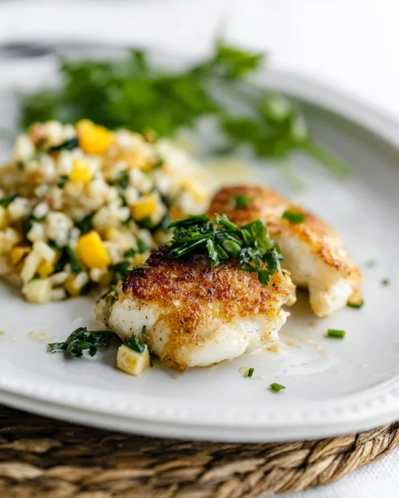 Delicious pan fired fish served with lemon and herbs