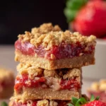 Delicious homemade peanut butter and jelly bars on a plate.