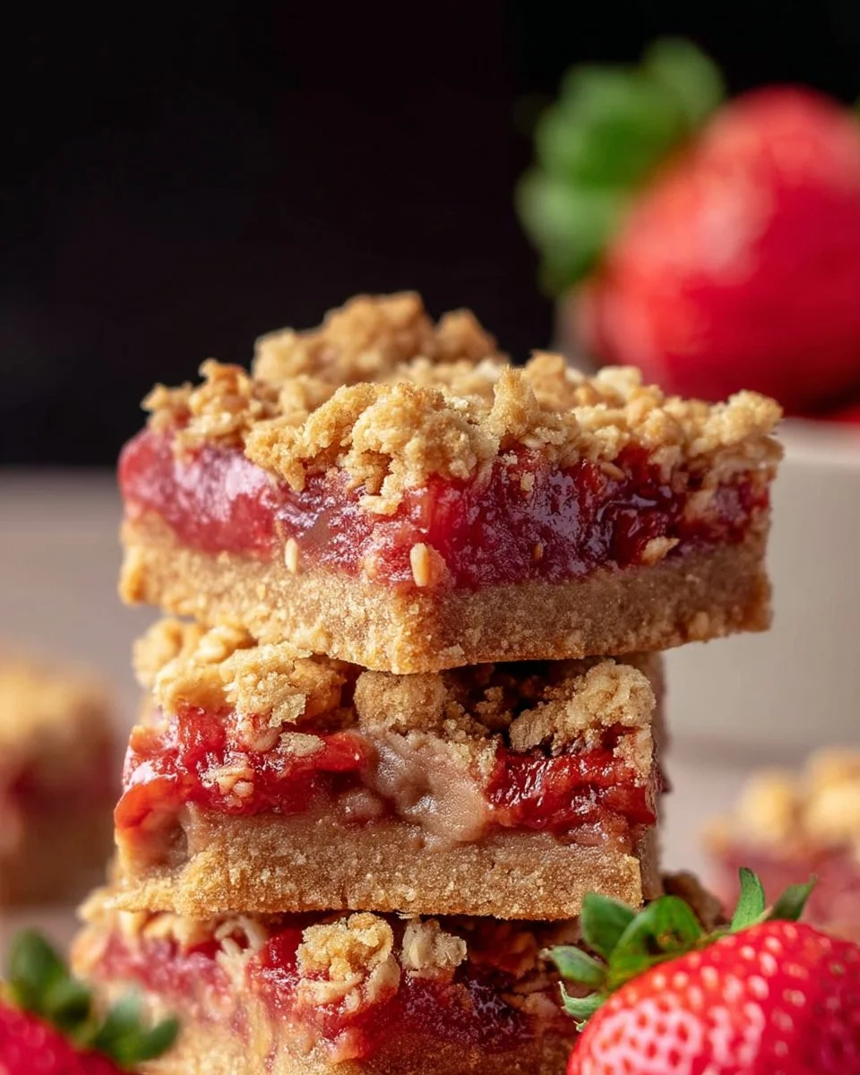 Delicious homemade peanut butter and jelly bars on a plate.