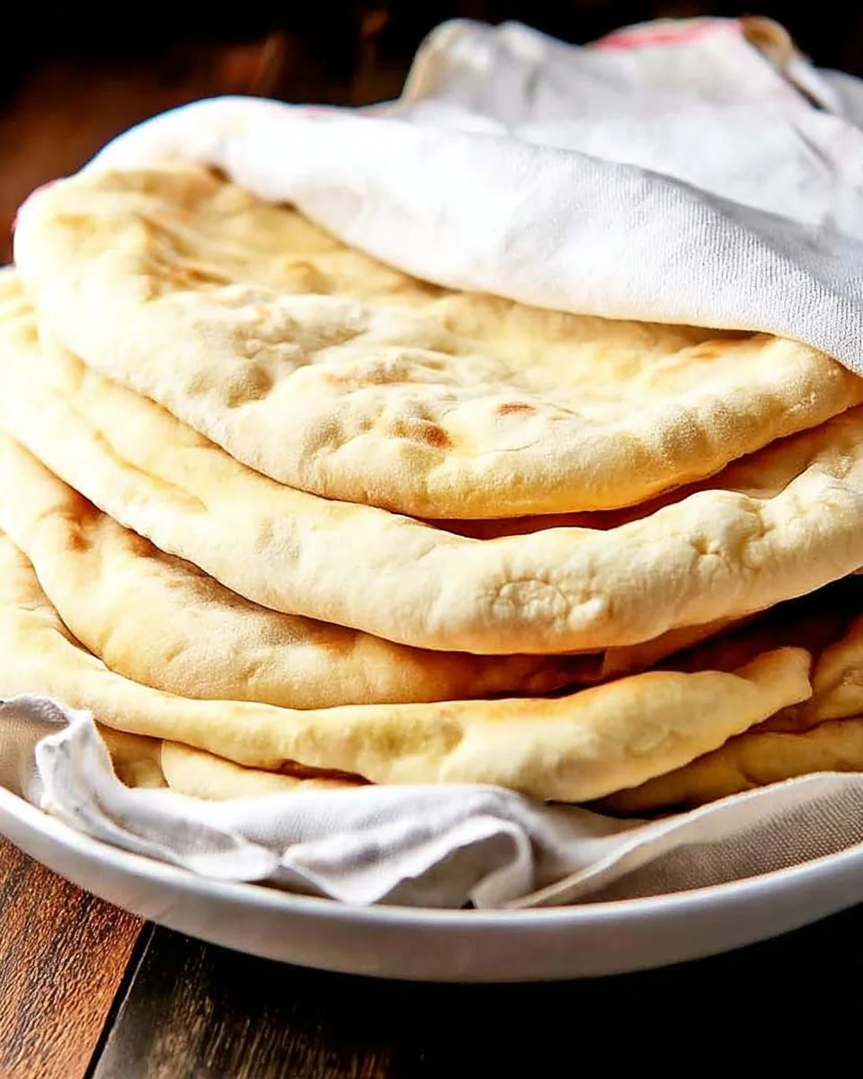 Homemade pita bread fresh out of the oven, ready to be served.