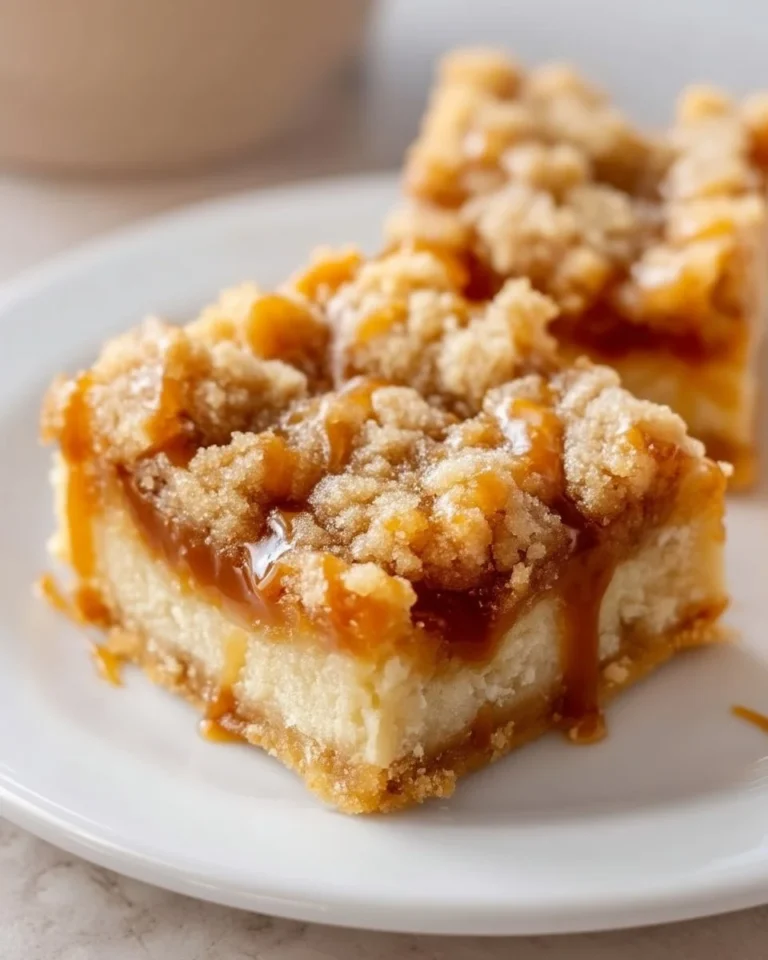 Delicious salted caramel bars with a buttery crumb topping