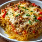Healthy Sausage and Peppers Casserole with Spaghetti Squash