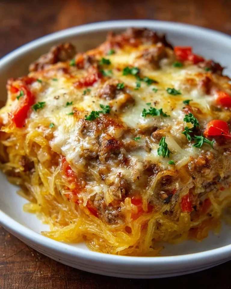 Healthy Sausage and Peppers Casserole with Spaghetti Squash