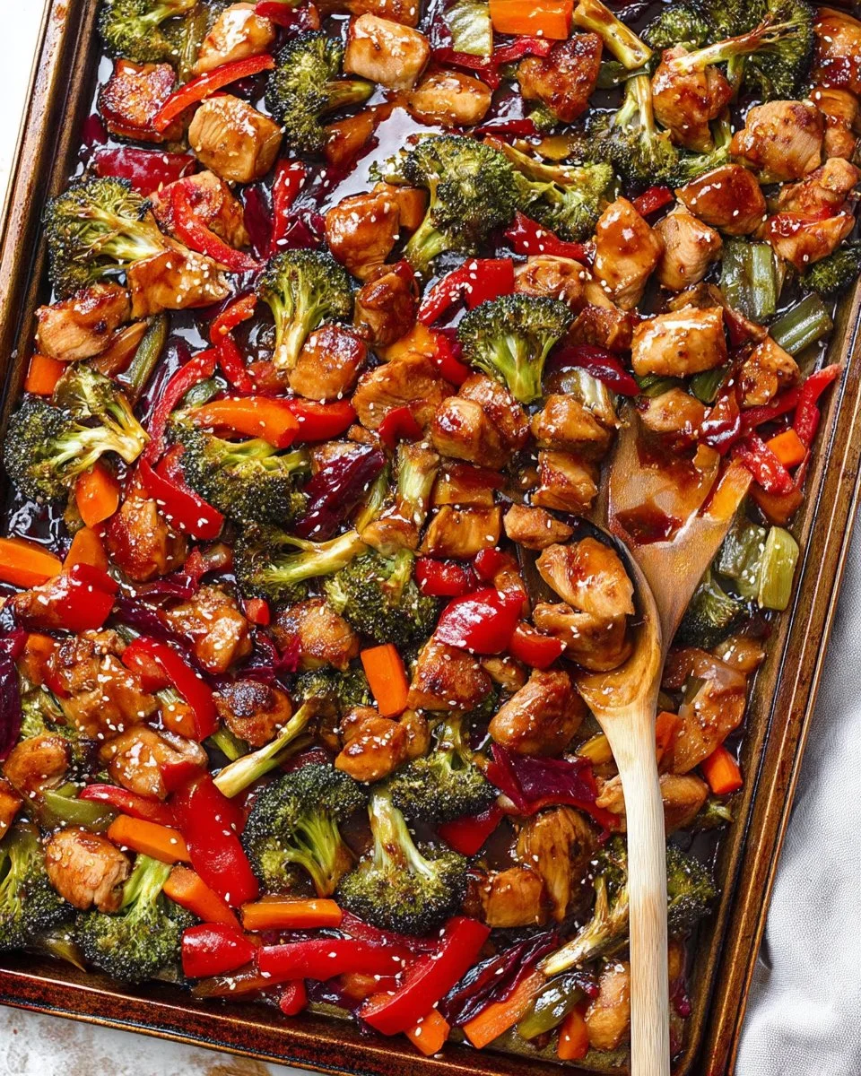 Delicious Sheet Pan Teriyaki Chicken with colorful vegetables
