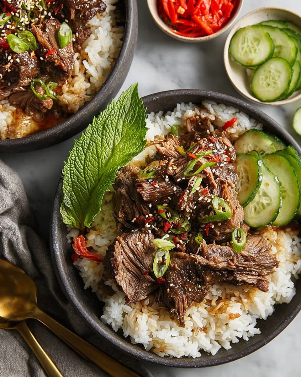 Delicious Slow Cooker Asian Short Ribs served on a plate with flavorful sauce.