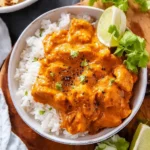Creamy and dairy-free slow cooker chicken curry served in a bowl