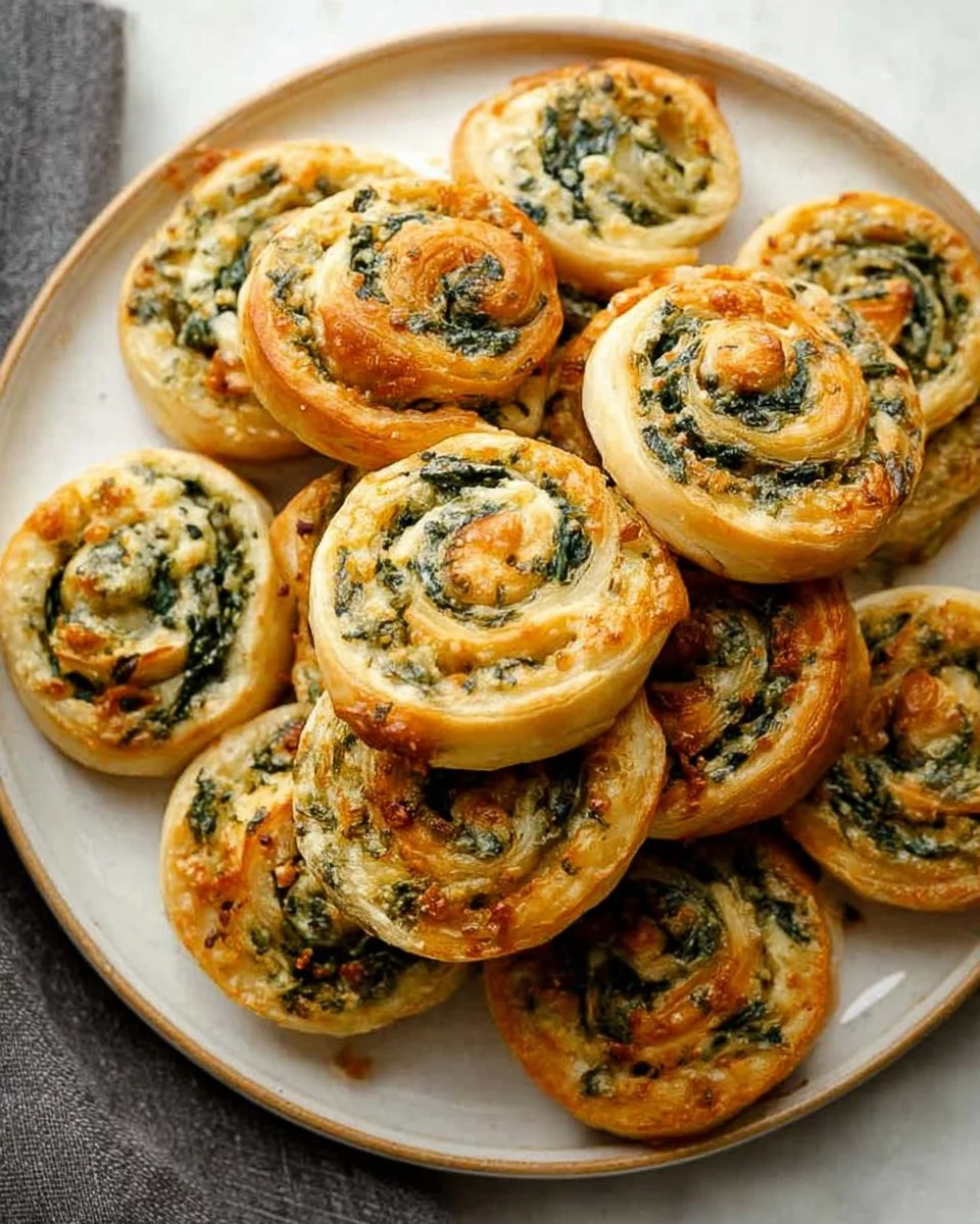 Delicious spinach pinwheels served on a platter